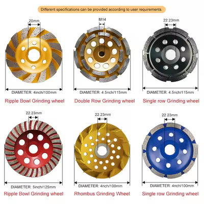4 Inch Diamond öğütme levhası disk tekerleği M14 veya 5/8 "-11 iplik içinde giyim öğütücü için