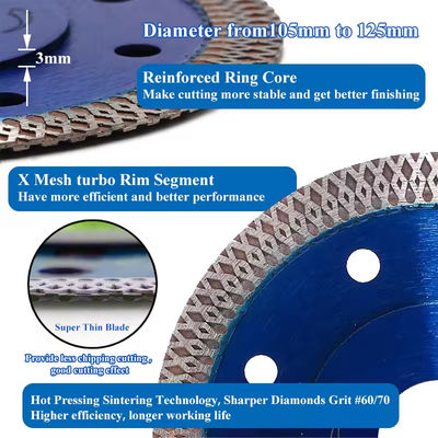 4.5 inç Super Thin Disco Diamantado Para Porcelanato De Corte Piedra Diamond Saw Blade For Angle Grinder