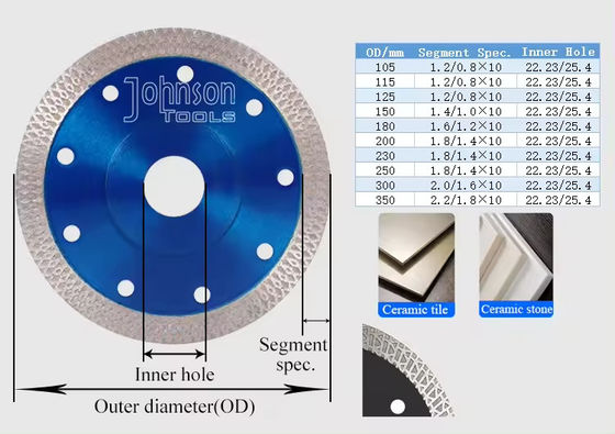 4.5 inç Super Thin Disco Diamantado Para Porcelanato De Corte Piedra Diamond Saw Blade For Angle Grinder