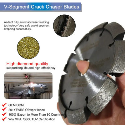 6 inç lazer kaynaklı çatlak kovucu Tuck Point Elmas V Çukur kesme bıçağı Beton harç kaldırma için