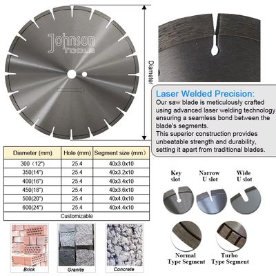 Lazer Kaynaklı Testere Hızlı Kesme 500mm Elmas Islak Fayans Kesme Bıçağı