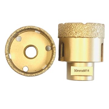 4adet M14 50mm Vakum Kaynaklı Elmas Aletler Matkap Ucu Minimal Yonga